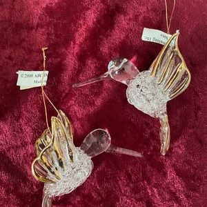 Hummingbird Ornaments Glass and Gold